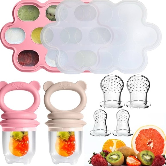 Baby Breastmilk Popsicle Molds & Fruit Feeder (2 Pack), Baby Pink/Purple NEW - Picture 1 of 11